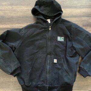 Carhartt Canvas Jacket Men XL Black Hooded Coat Duck USA Union Made Logo Y2K 90s